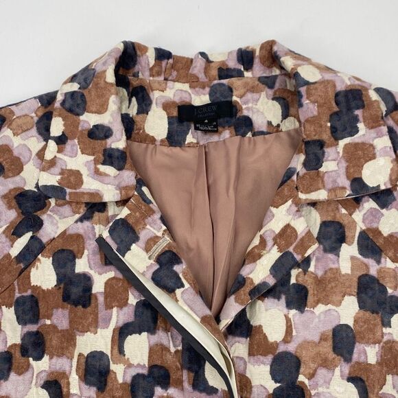 J.Crew Cotton Silk Blend Jaquard Print Short Sleeve Collared Fall Jacket Size 4 - Picture 2 of 13